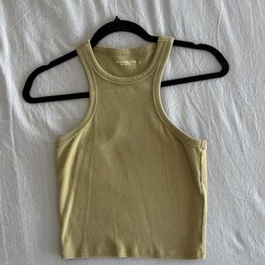 Olive Green Ribbed Tank Top